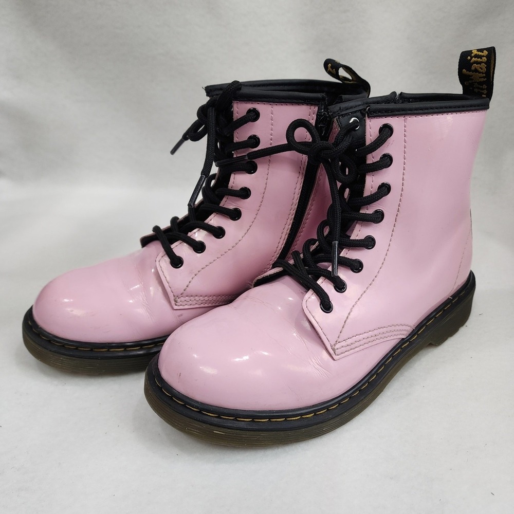 Dr. Martens 1460 Unisex M4/W5 Boots Pink Patent Leather Side Zip Combat Boots